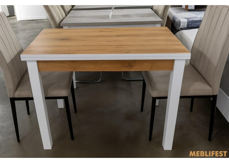 Обідній стіл - трансформер Ажур Білий/дуб апалачі