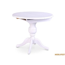 Круглий  розкладний обідній стіл Анжеліка Білий