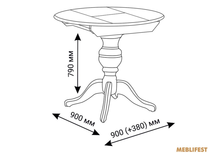 Круглий  розкладний обідній стіл Анжеліка Натуральний
