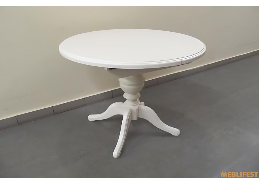 Круглий  розкладний обідній стіл Анжеліка Білий