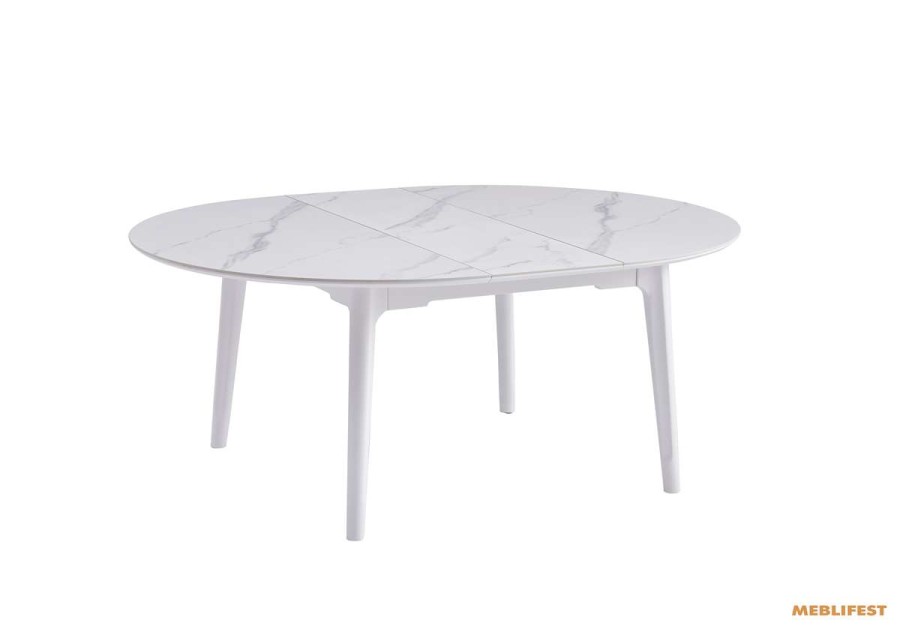 Обідній розкладний стіл Askold R Snow White Matt (White legs) 135