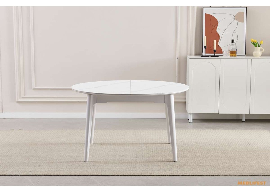 Обідній розкладний стіл Askold R Snow White Matt (White legs) 135