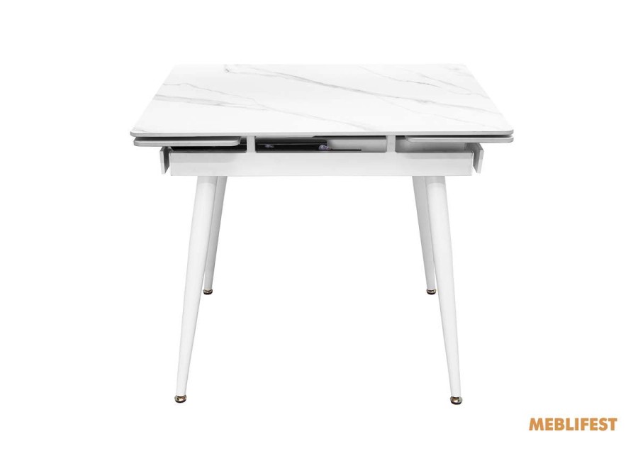 Обідній розкладний стіл  Connor Snow White Matt (White legs) 90