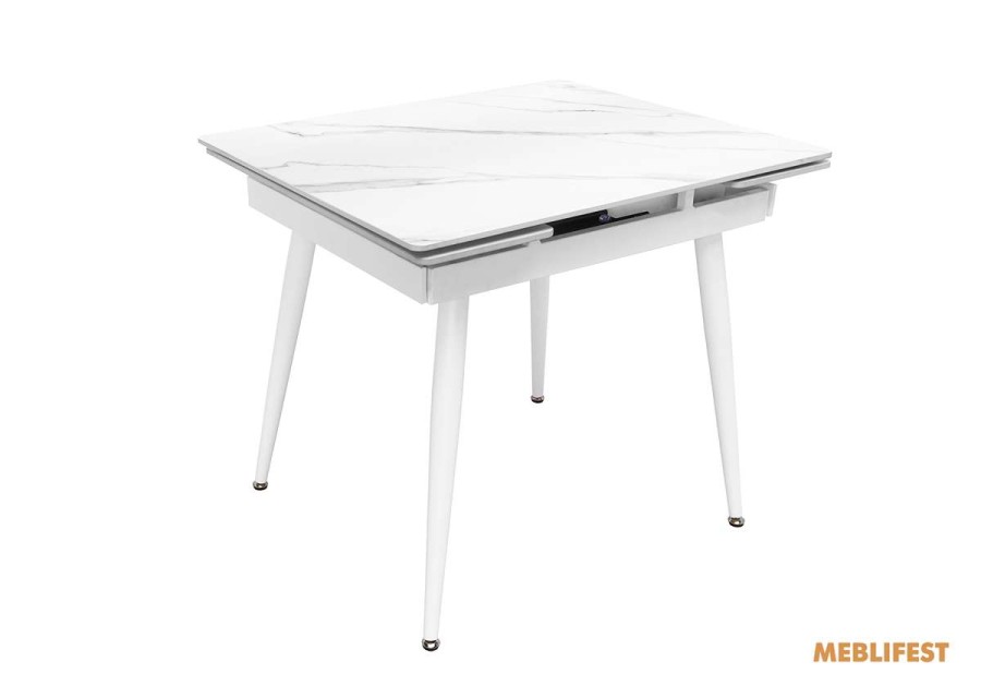 Обідній розкладний стіл  Connor Snow White Matt (White legs) 90