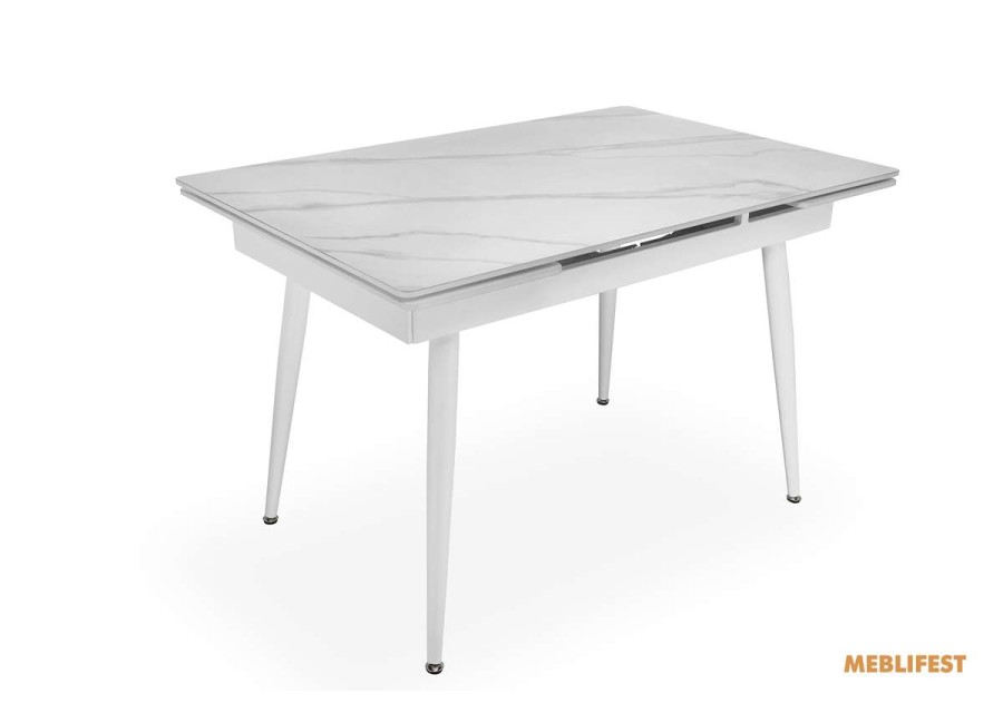 Обідній розкладний стіл  Connor Snow White Matt (White legs) 120