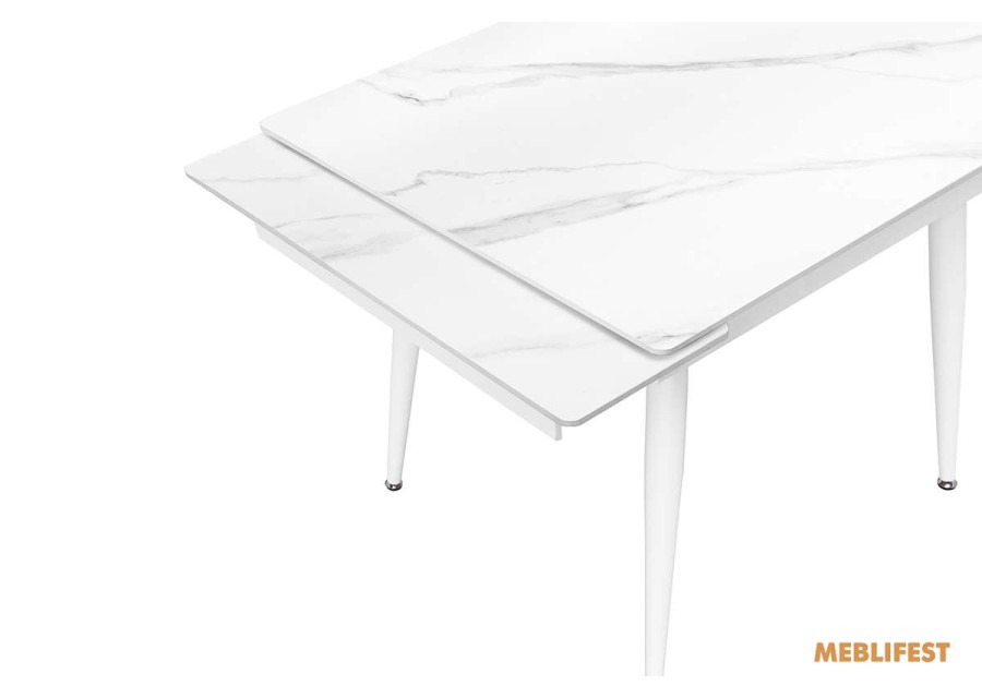 Обідній розкладний стіл  Connor Snow White Matt (White legs) 90