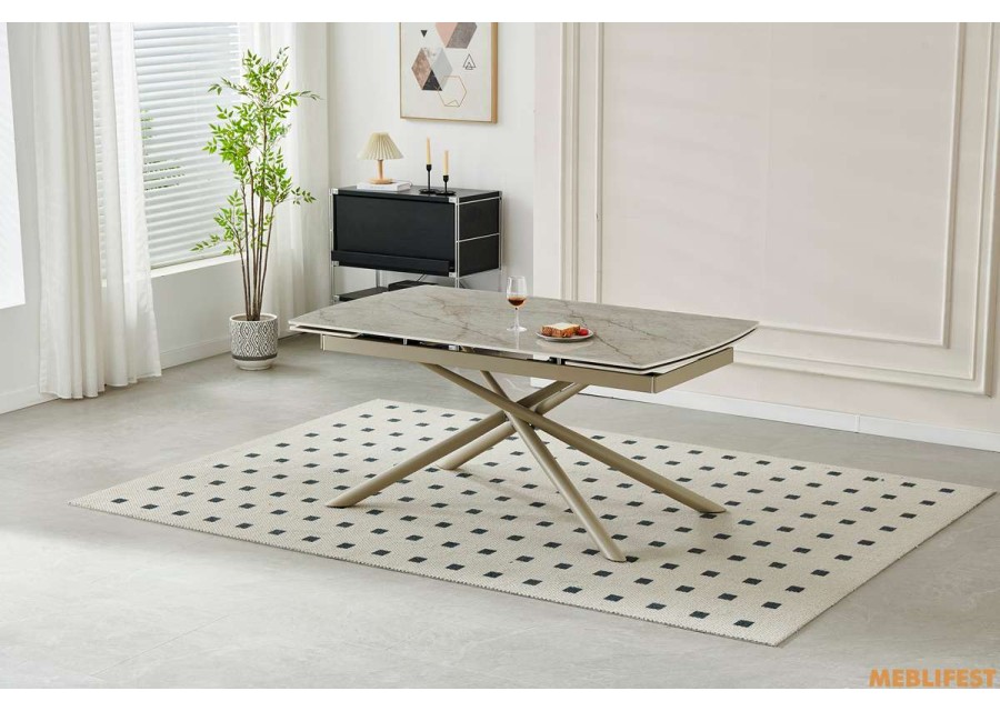 Обідній розкладний стіл Philip Shks Beige Glossy (Sahara legs) 160