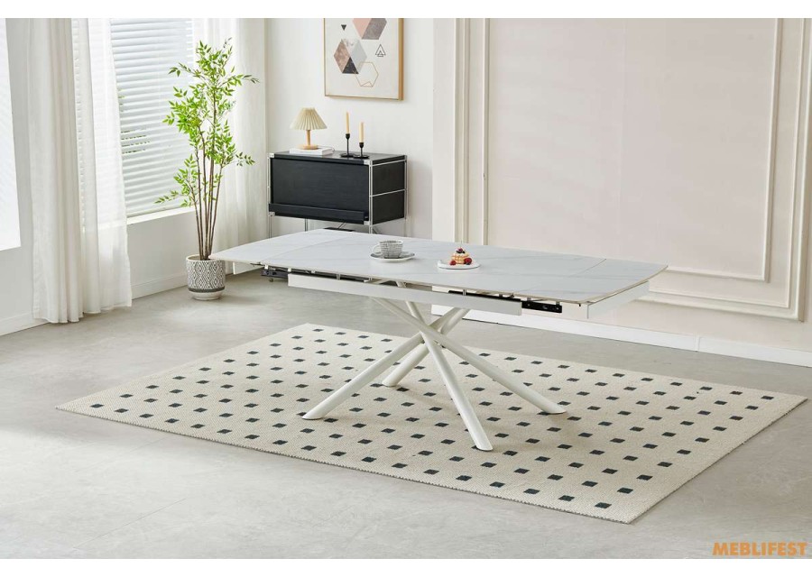 Обідній розкладний стіл Philip Snow white matt (White legs) 