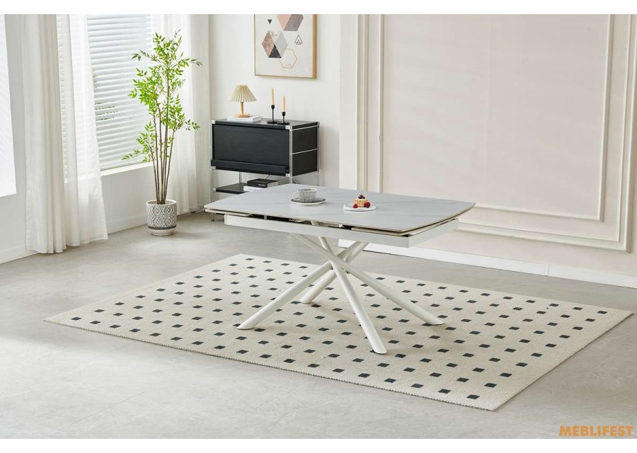 Обідній розкладний стіл Philip Snow white matt (White legs) 