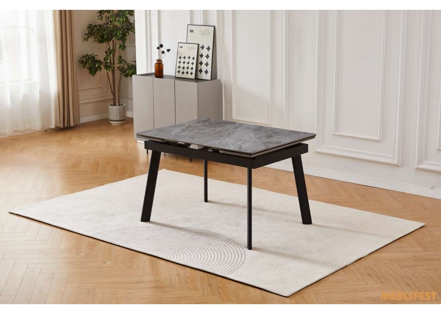 Обідній розкладний стіл  Velvet Italy Grey Glossy 160