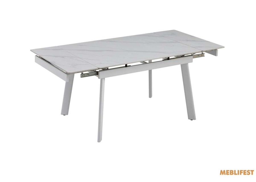 Обідній розкладний стіл  Velvet Snow White Matt (White legs)