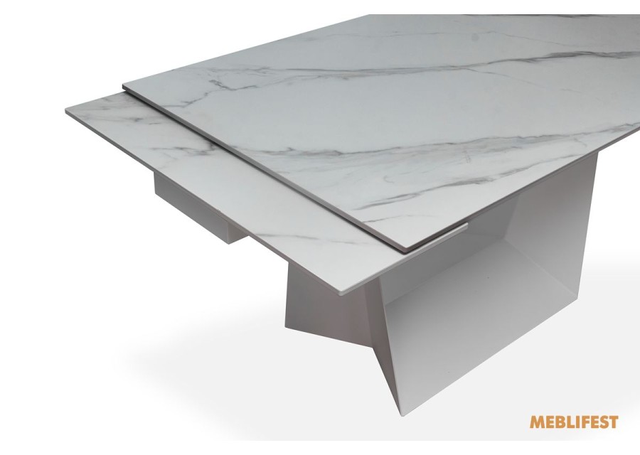 Обідній розкладний стіл Edmund Snow White Matt (white legs)