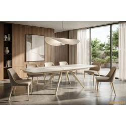 Обідній розкладний стіл Galen White Golden Glossy