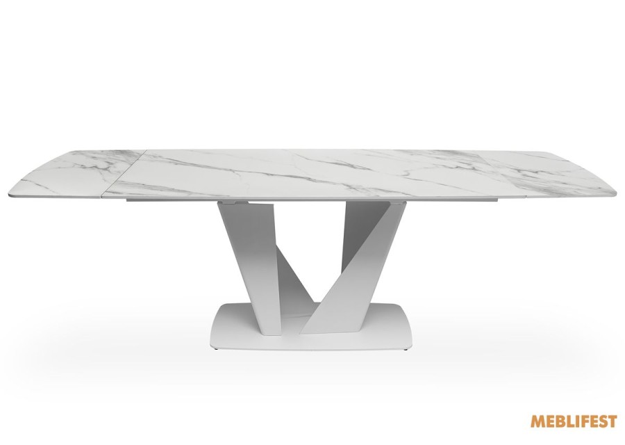 Обідній розкладний стіл Lamberg Snow White Matt (white legs)