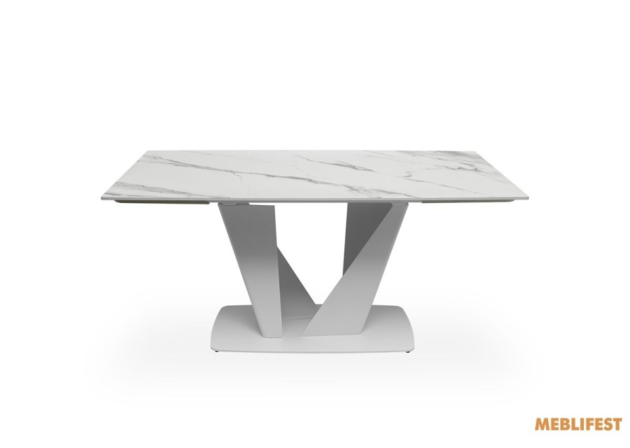 Обідній розкладний стіл Lamberg Snow White Matt (white legs)