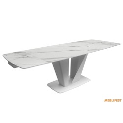 Обідній розкладний стіл Lamberg Snow White Matt (white legs)