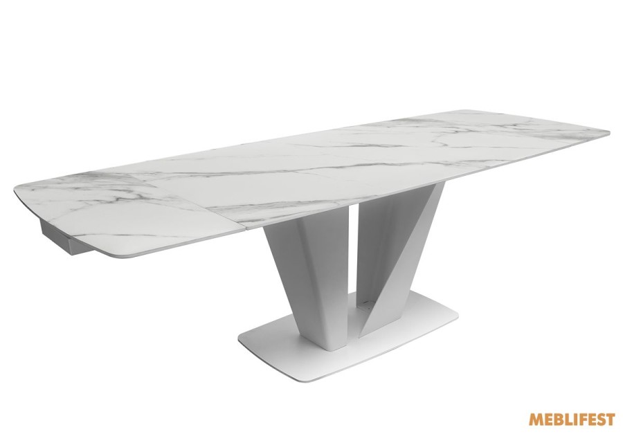 Обідній розкладний стіл Lamberg Snow White Matt (white legs)