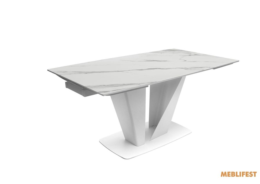 Обідній розкладний стіл Lamberg Snow White Matt (white legs)