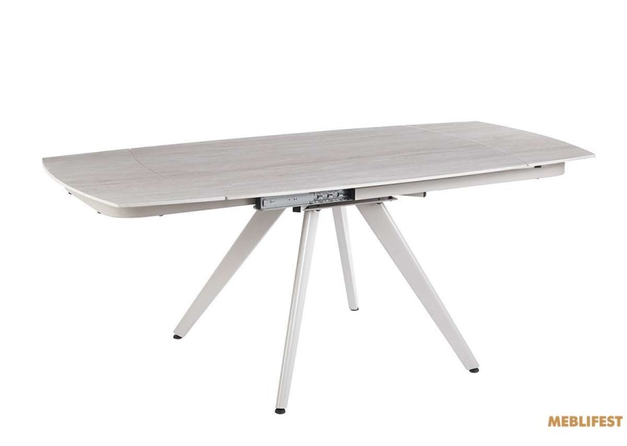 Обідній розкладний стіл Tulon White Travertin Matt + Sahara leg