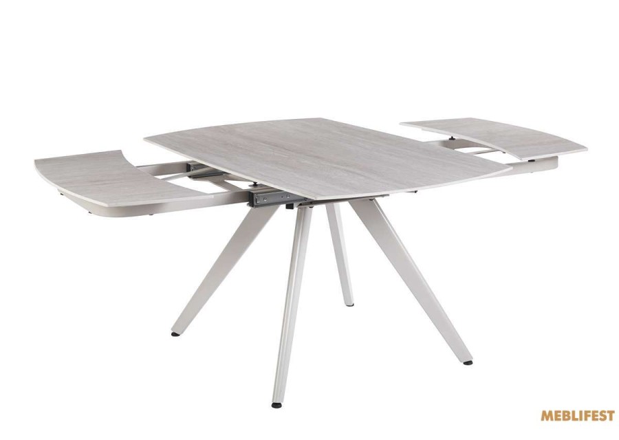 Обідній розкладний стіл Tulon White Travertin Matt + Sahara leg