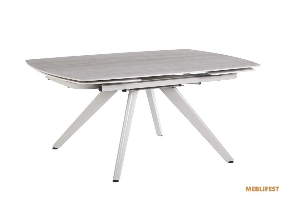Обідній розкладний стіл Tulon White Travertin Matt + Sahara leg