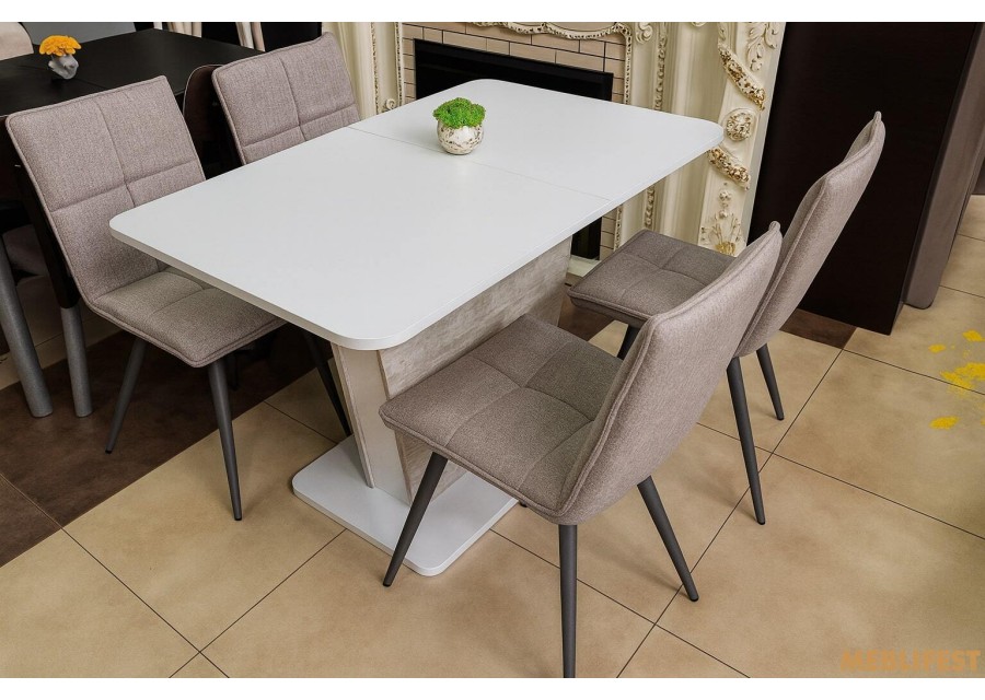 Обідній розкладний стіл Атлант Білий/урбан лайт