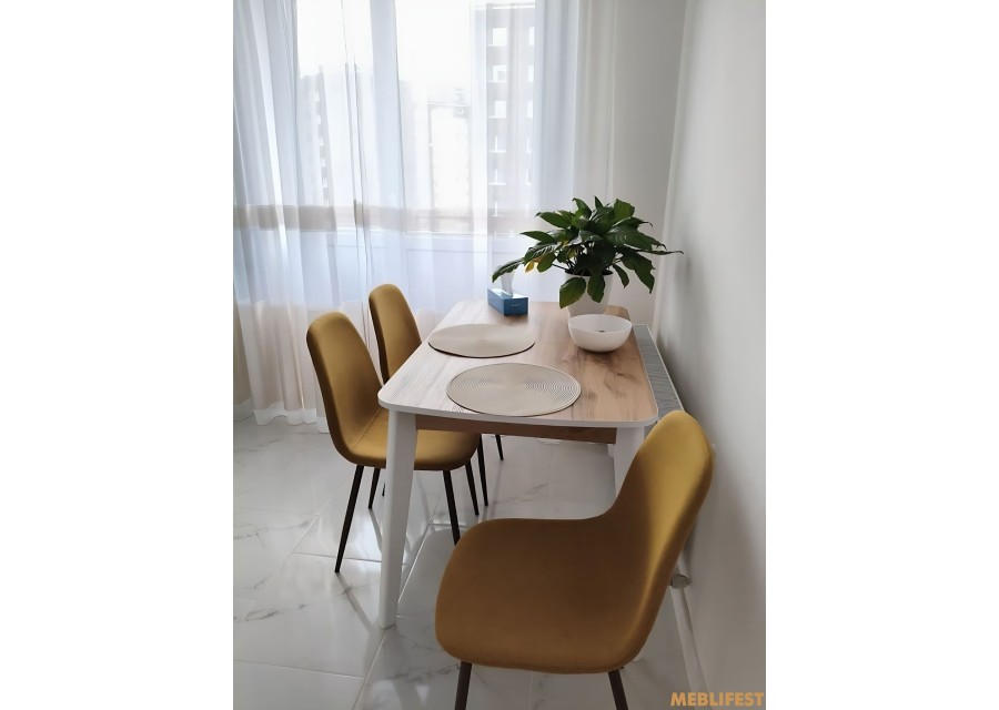 Стіл обідній Честер Білий/Дуб апалачі