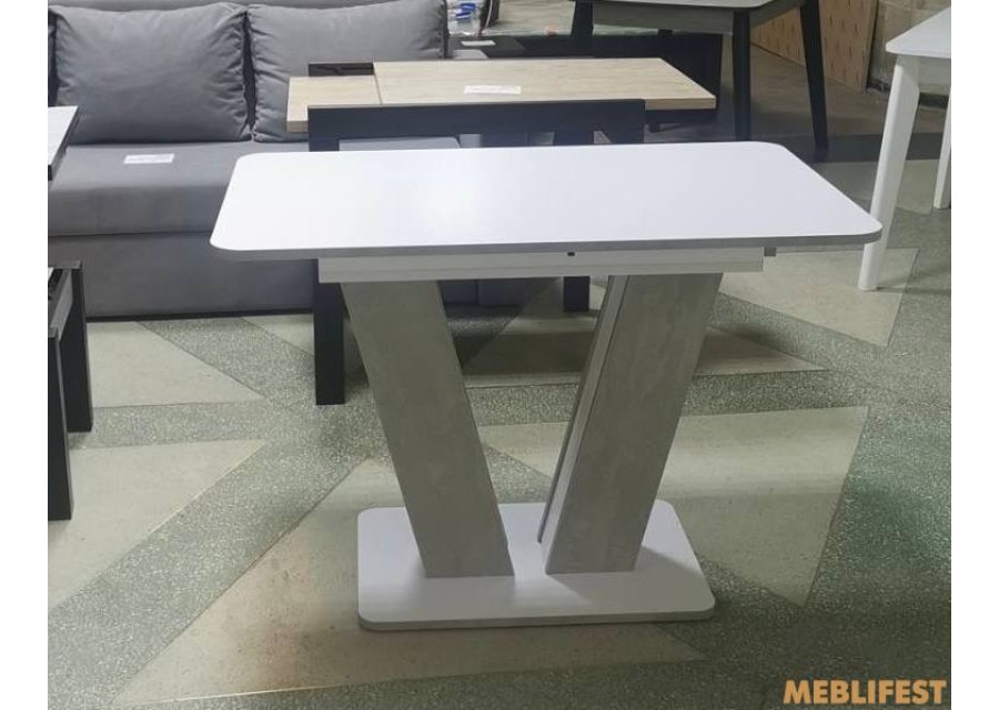 Обідній стіл Крафт Білий/Бетонний камінь