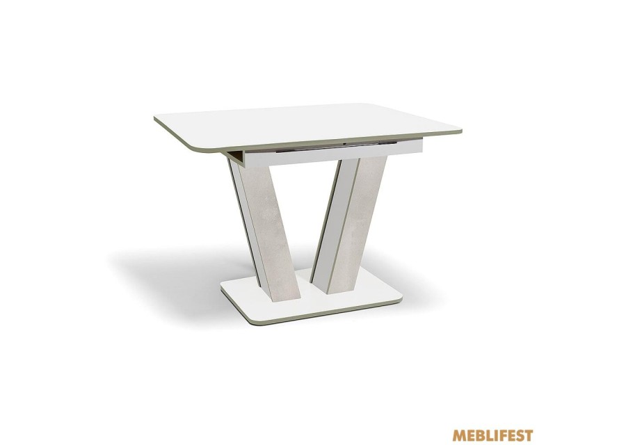 Обідній стіл Крафт Білий/Бетонний камінь