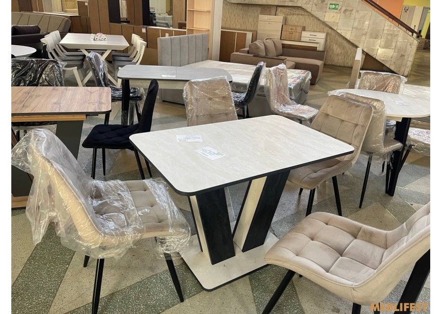 Стіл обідній Крафт Кашемір/вугільний камінь