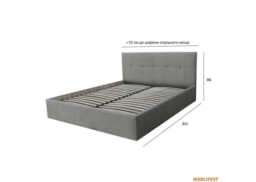 М'яке двоспальне ліжко Кім Fiore grey 