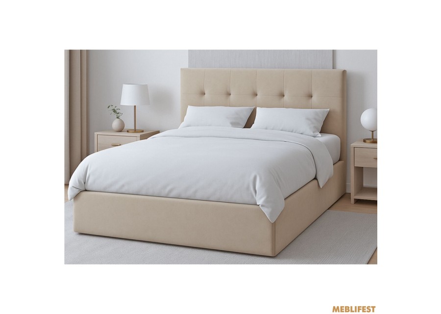 М'яке двоспальне ліжко Кім Fiore cream з підйомним механізмом