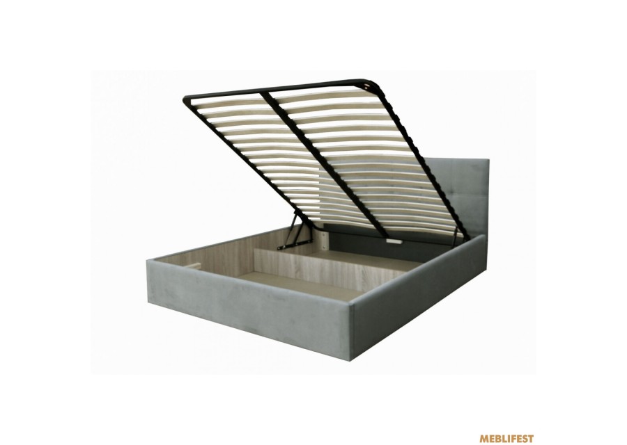 М'яке двоспальне ліжко Кім Fiore grey з підйомним механізмом