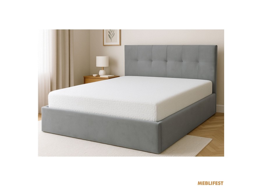 М'яке двоспальне ліжко Кім Fiore grey 