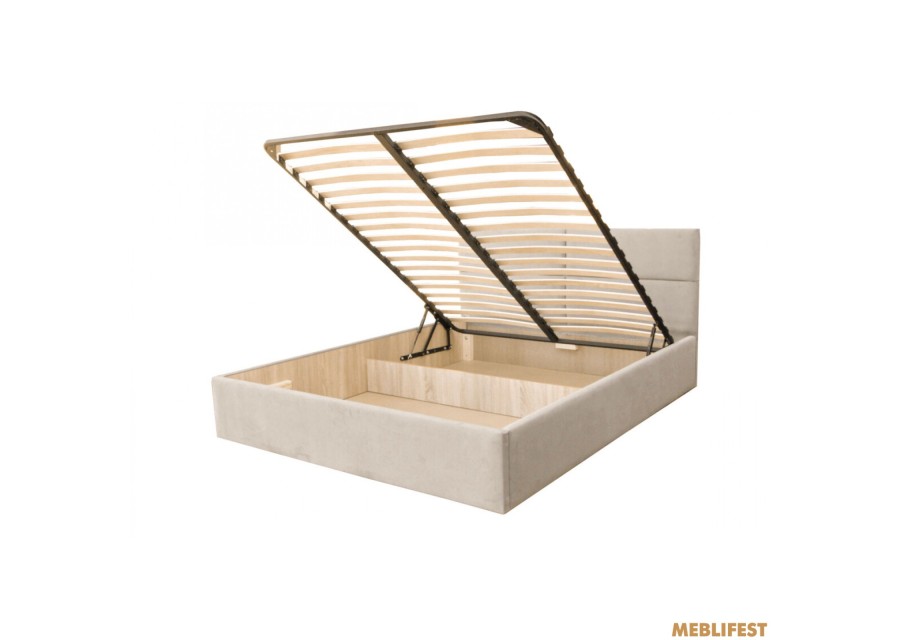 М'яке двоспальне ліжко Кім Fiore cream з підйомним механізмом