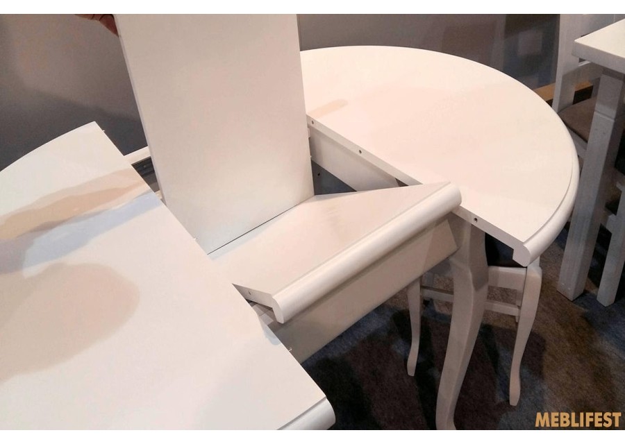 Круглий розкладний обідній стіл Ліон від Білий