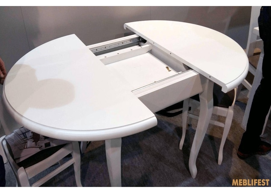 Круглий розкладний обідній стіл Ліон від Білий