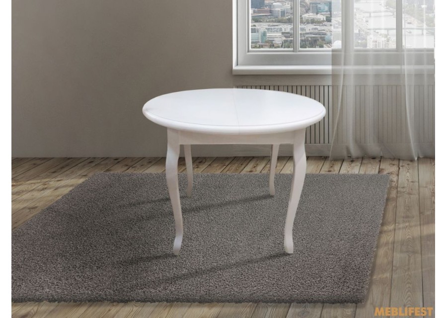 Круглий розкладний обідній стіл Ліон від Білий