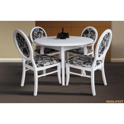 Круглий розкладний обідній стіл Ліон від Білий