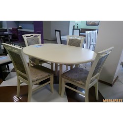 Круглий розкладний обідній стіл Ліон Бежевий