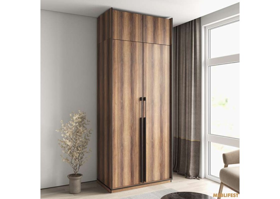 Розпашна 2-х дверна шафа R-0013 для одягу з полицями 