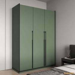 Розпашна 3-х дверна шафа R-0016 для одягу з трубою та полицями 