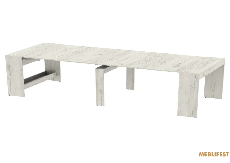 Обідній розкладний стіл  Пітон Лайт Дуб Крафт Білий