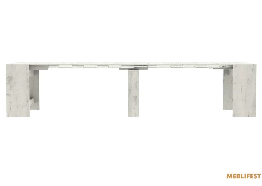 Обідній розкладний стіл  Пітон Лайт Дуб Крафт Білий