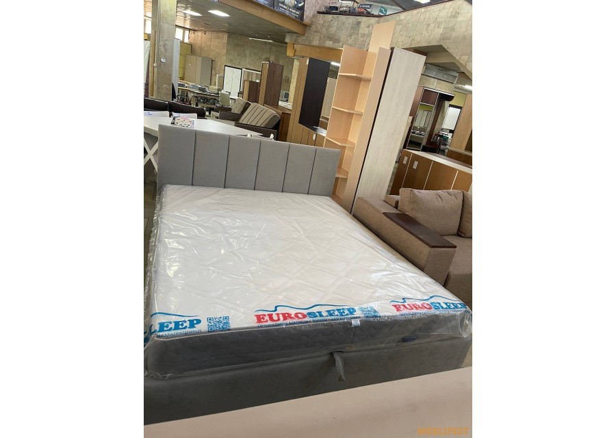 М'яке двоспальне ліжко Ніра Аляска 08 з підйомним механізмом