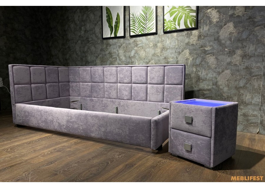 М'яке дитяче ліжко D014 з підйомним механізмом