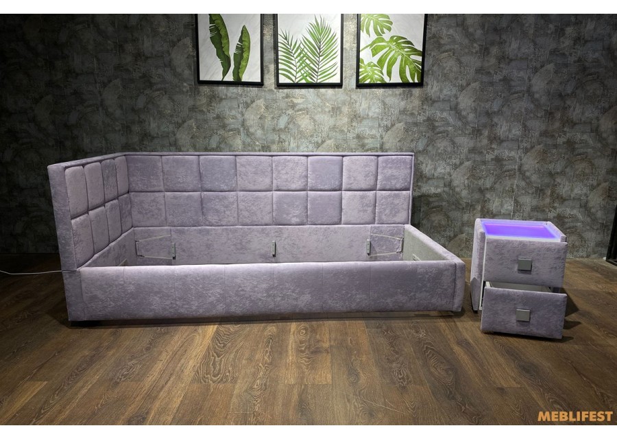 М'яке дитяче ліжко D014 з підйомним механізмом