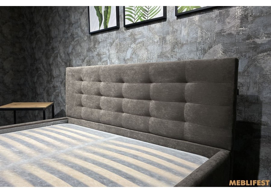 М'яке двоспальне ліжко L004 з підйомним механізмом 