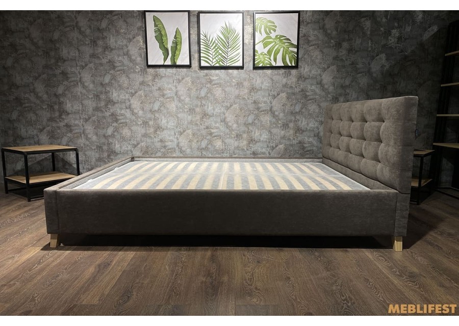 М'яке двоспальне ліжко L004 з підйомним механізмом 