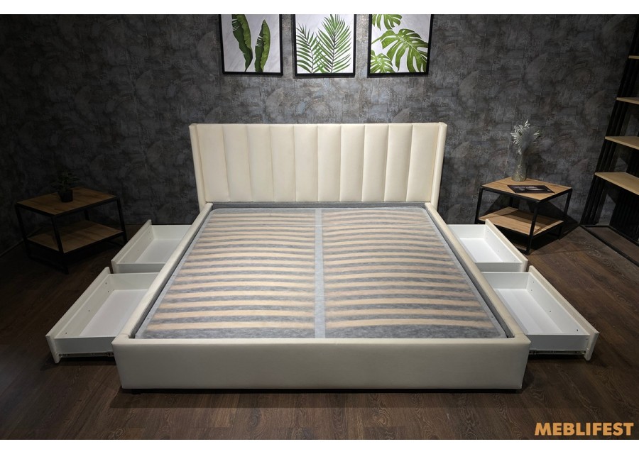 М'яке двоспальне ліжко L011 з підйомним механізмом 